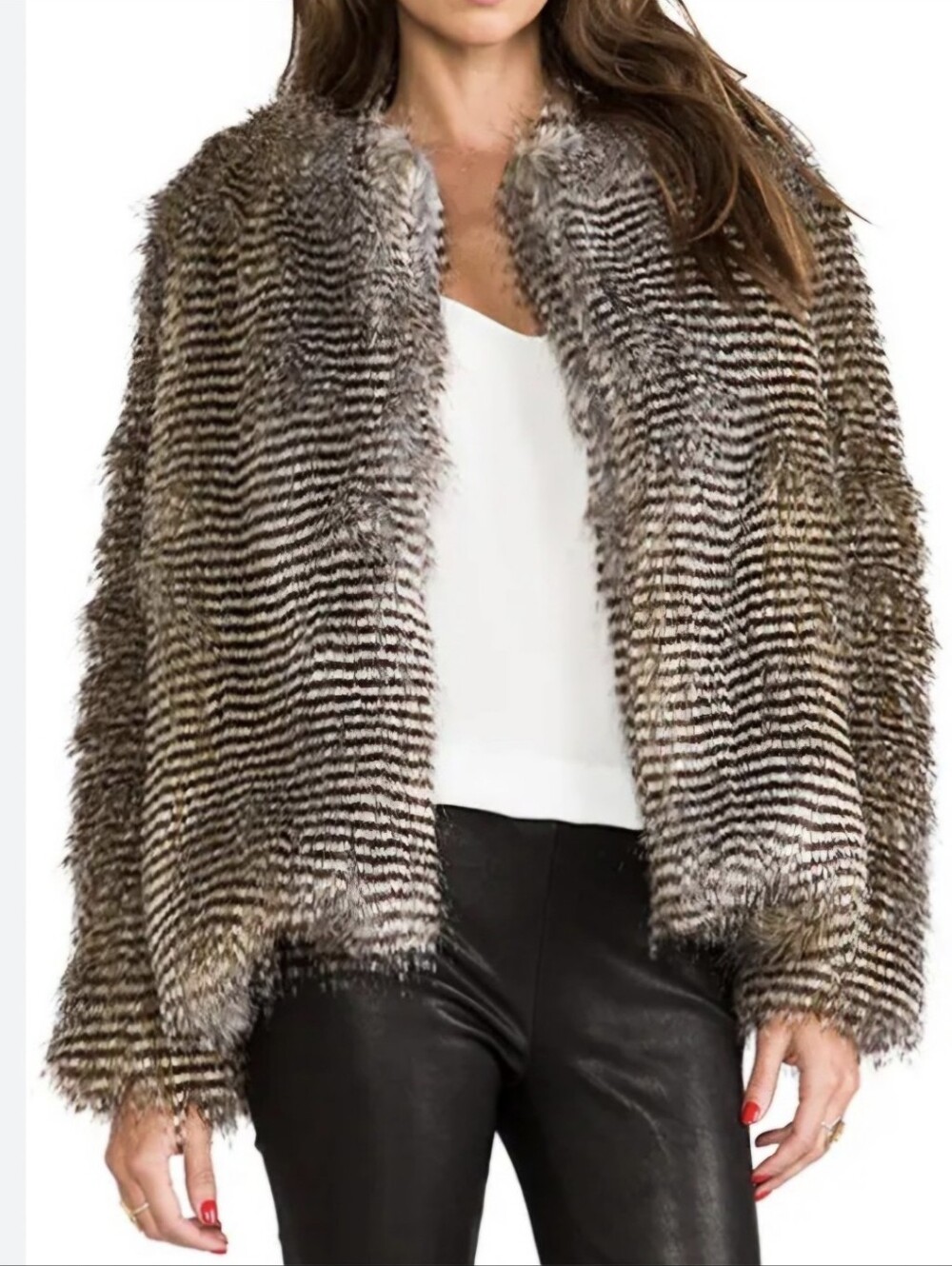 Anthropologie Elevenses Unreal Fur Flurry Floss Faux Fur Jacket Size Large